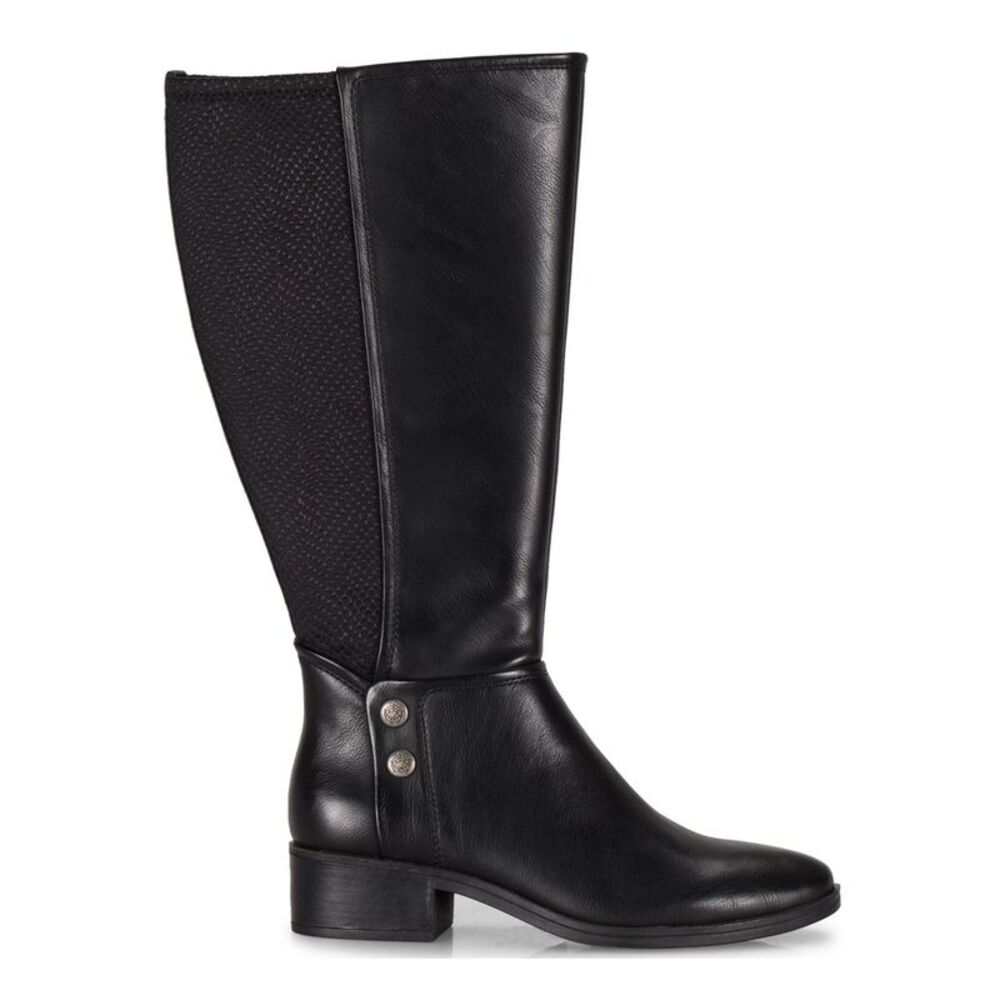 BARETRAPS Womens Black Wide Calf Almond Toe Stacked Heel Heeled Boots 5 M WC